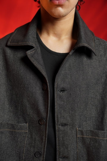 UNISEX BOXY CROP DENIM JACKET