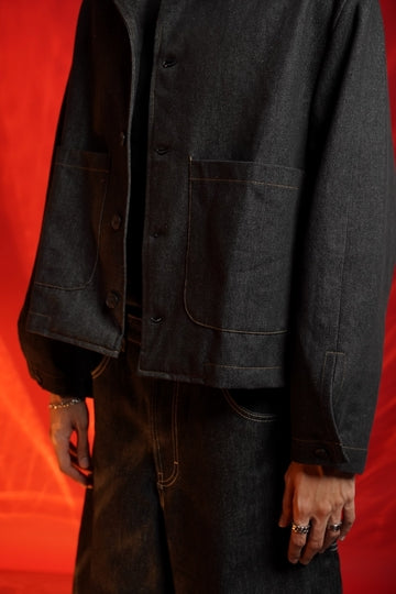 UNISEX BOXY CROP DENIM JACKET