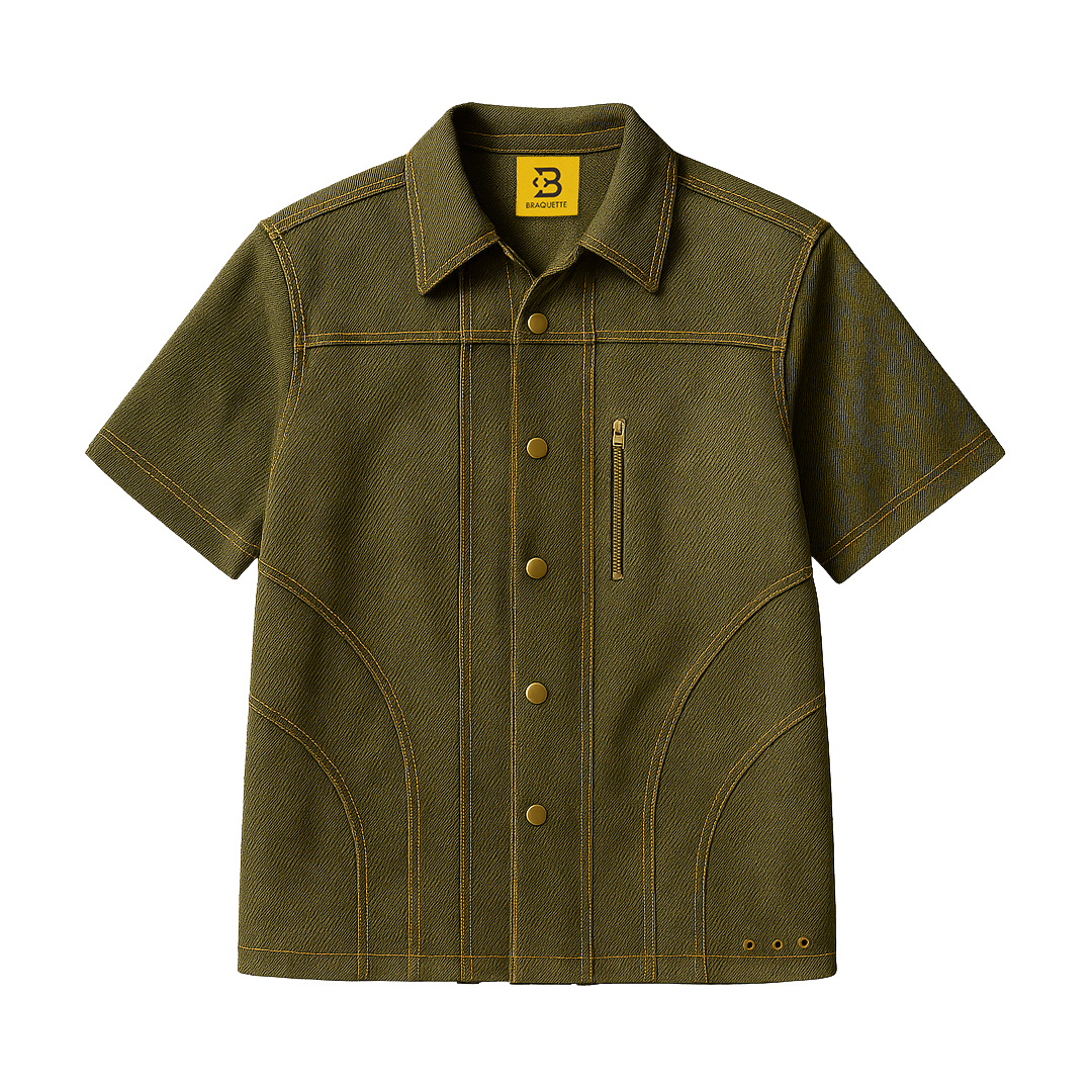 UNISEX WASHED DENIM SHIRT WITH SEAMS