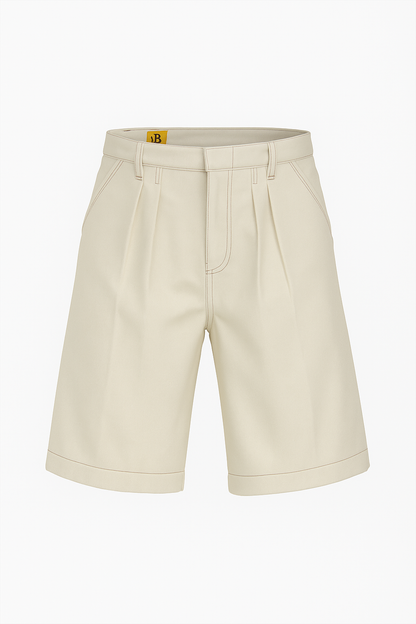 Pleated off white denim jorts (made to order )