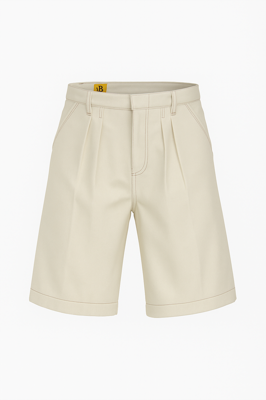 Pleated off white denim jorts (made to order )