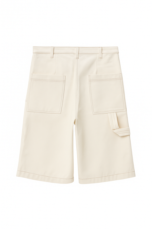 Pleated off white denim jorts (made to order )