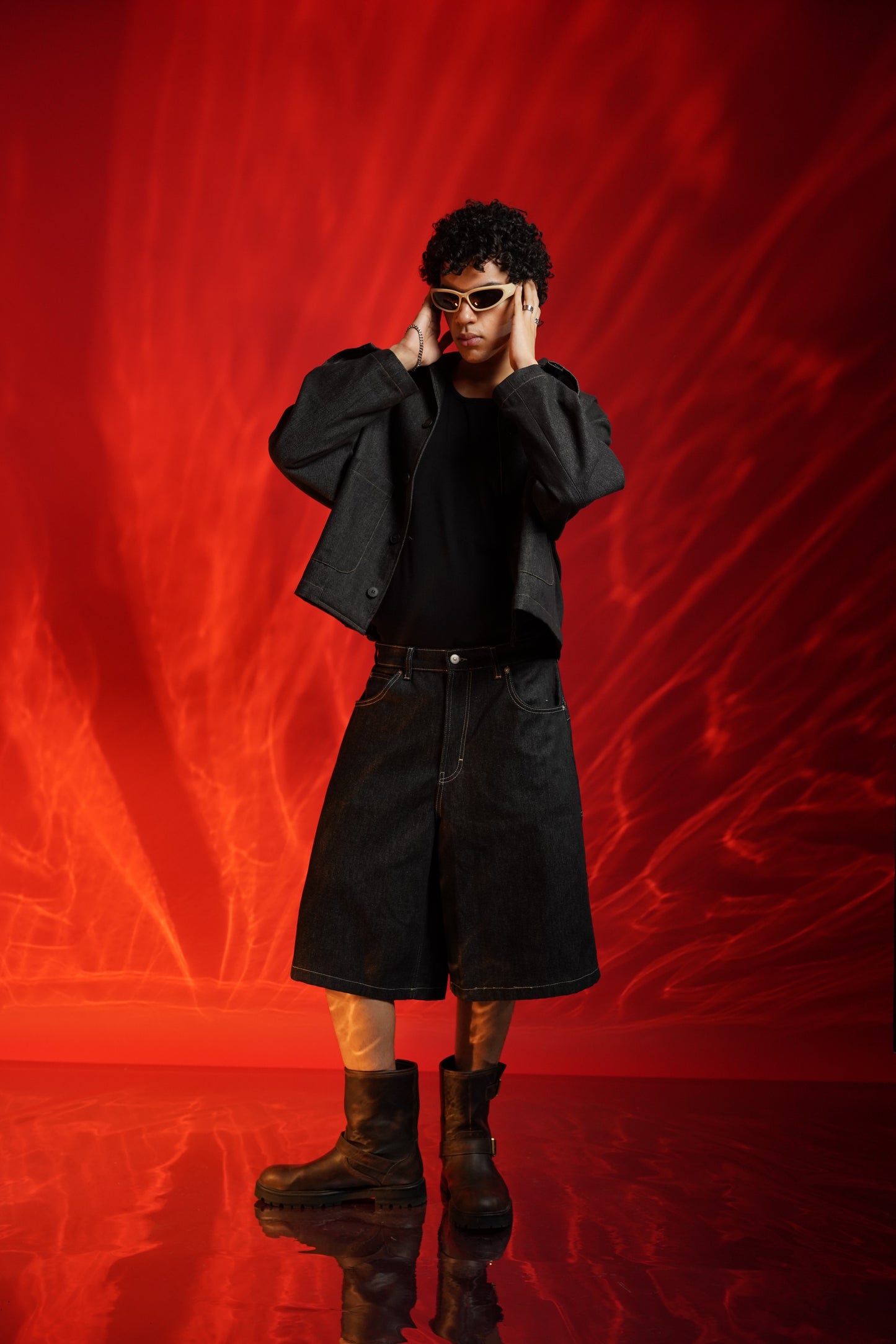 UNISEX BLACK DENIM JORTS (MADE TO ORDER)