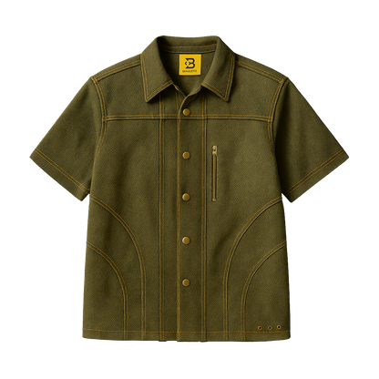 UNISEX WASHED DENIM SHIRT WITH SEAMS
