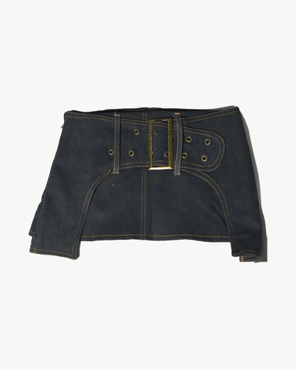 FLAP DETAIL DENIM MICRO SKIRT (MADE TO ORDER)