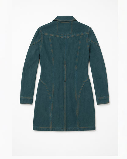 TIE - BELT WASHED DENIM DRESS